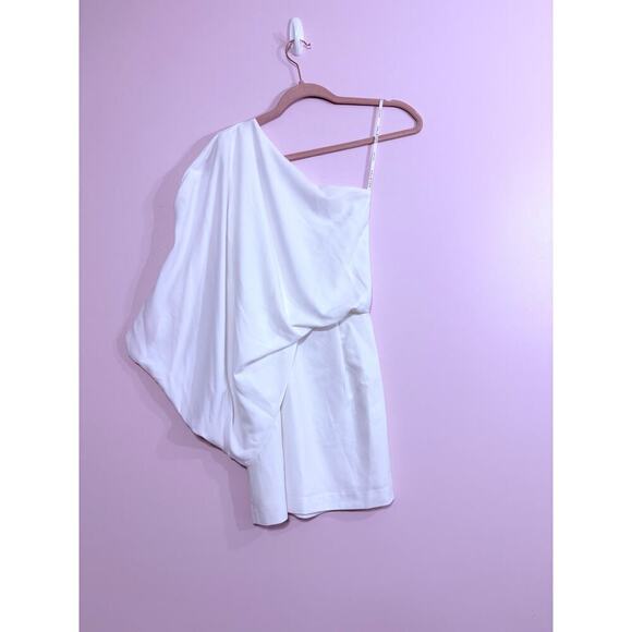 Halston One Shoulder Dress in Chalk Size 0 - Picture 3 of 4